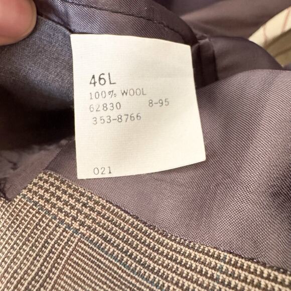 Lands End Mens Size 46L Multicolored Plaid wool Suit Jacket Sport Coat Blazer - Picture 5 of 16